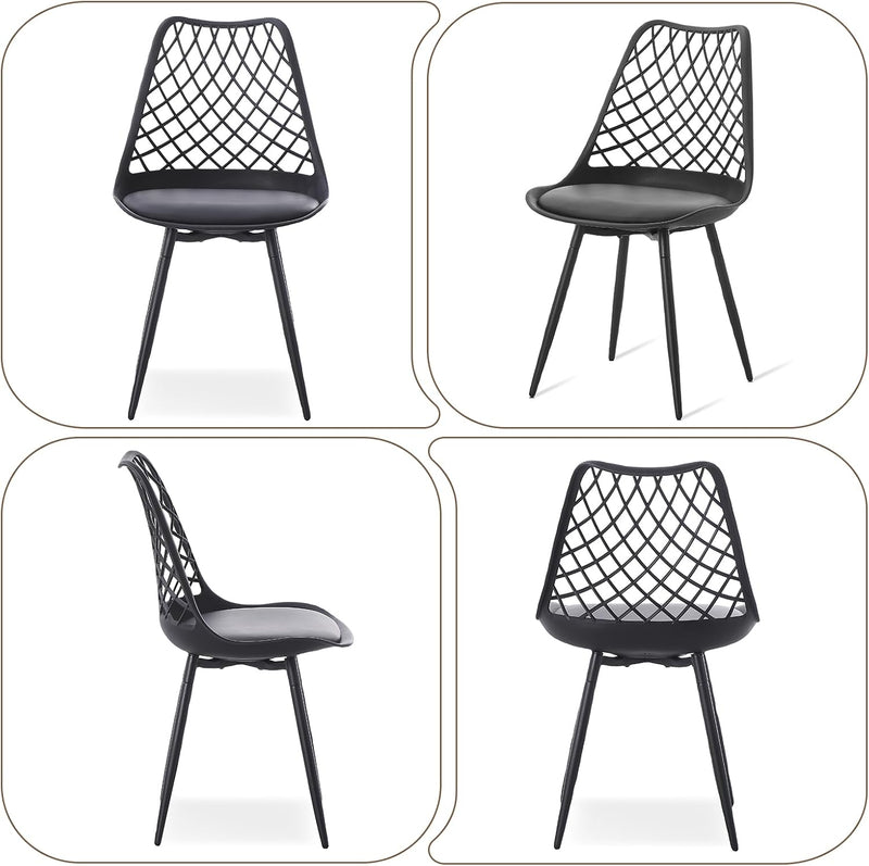 Plastic Dining Kitchen Chair with Padded Seat (Set of 4)