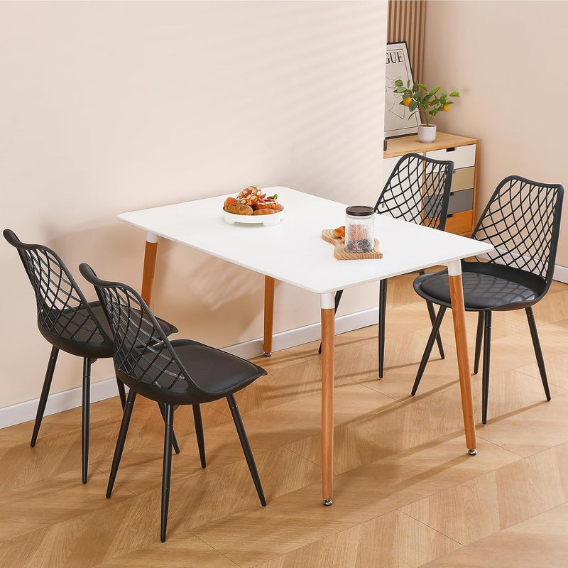 Plastic Dining Kitchen Chair with Padded Seat (Set of 4)