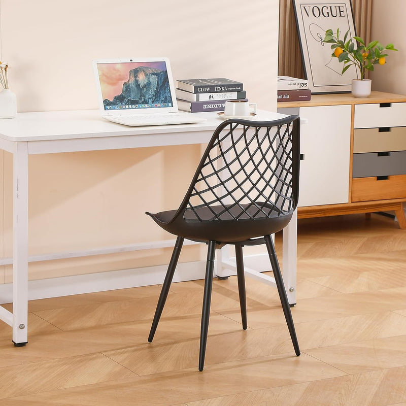 Plastic Dining Kitchen Chair with Padded Seat (Set of 4)