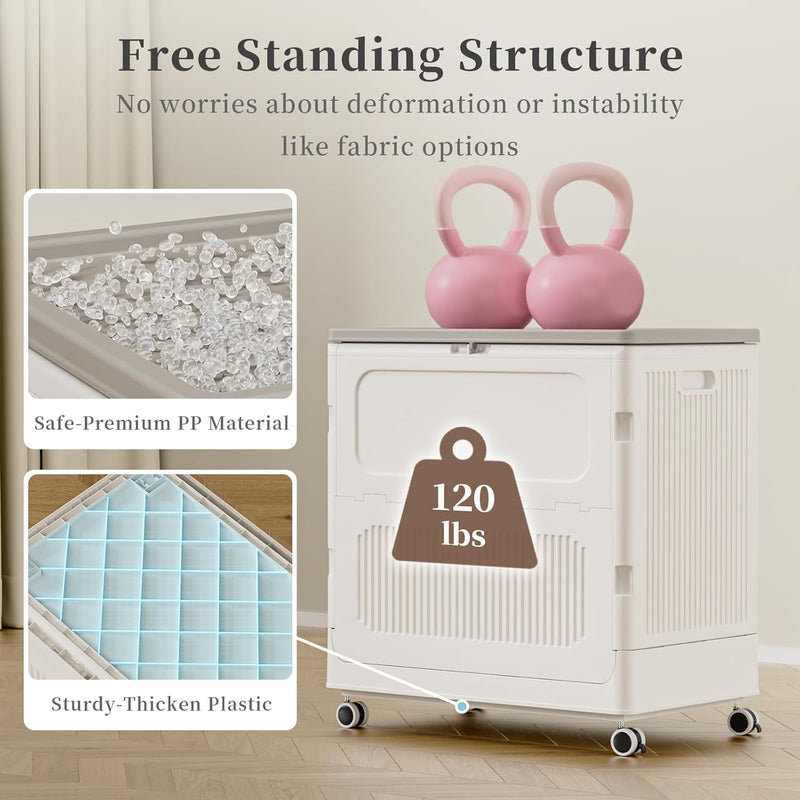 Plastic Laundry Basket with Lid 50L Washing Wheels (1 Pack)