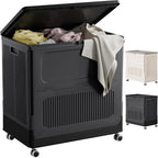 Plastic Laundry Basket with Lid 50L Washing Wheels (1 Pack)