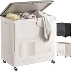 Plastic Laundry Basket with Lid 50L Washing Wheels (1 Pack)
