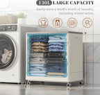 Plastic Laundry Basket with Lid 50L Washing Wheels (1 Pack)