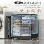 Plastic Laundry Basket with Lid 50L Washing Wheels (1 Pack)