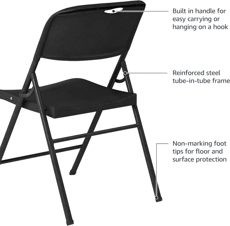 Plastic Metal Foldable Chairs Powder-Coated Steel Frame (Set of 4)