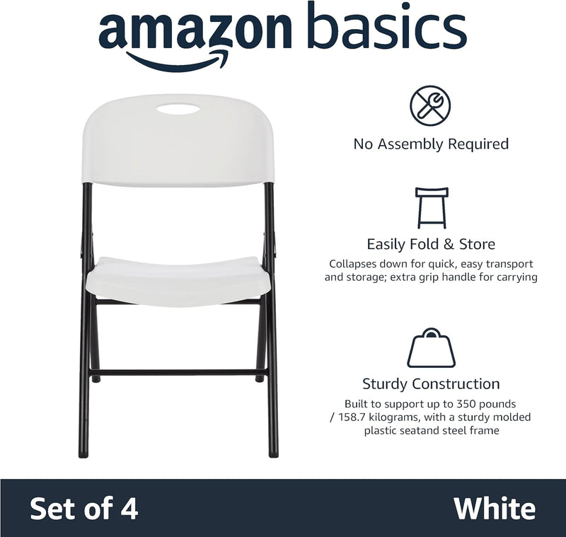Plastic Metal Foldable Chairs Powder-Coated Steel Frame (Set of 4)