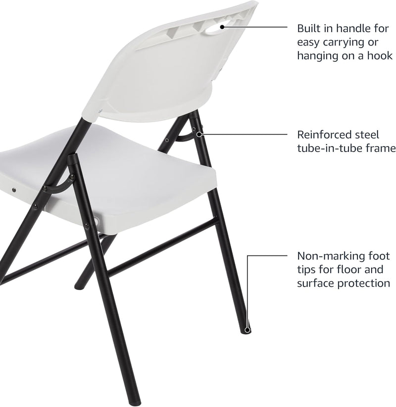 Plastic Metal Foldable Chairs Powder-Coated Steel Frame (Set of 4)