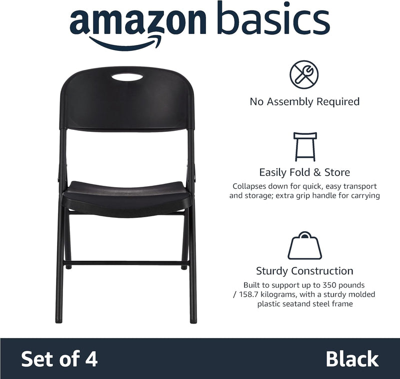 Plastic Metal Foldable Chairs Powder-Coated Steel Frame (Set of 4)