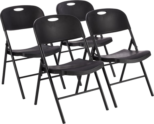 Plastic Metal Foldable Chairs Powder-Coated Steel Frame (Set of 4)