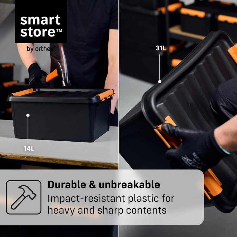 Plastic Storage Boxes with Lids 49L 4-Pack