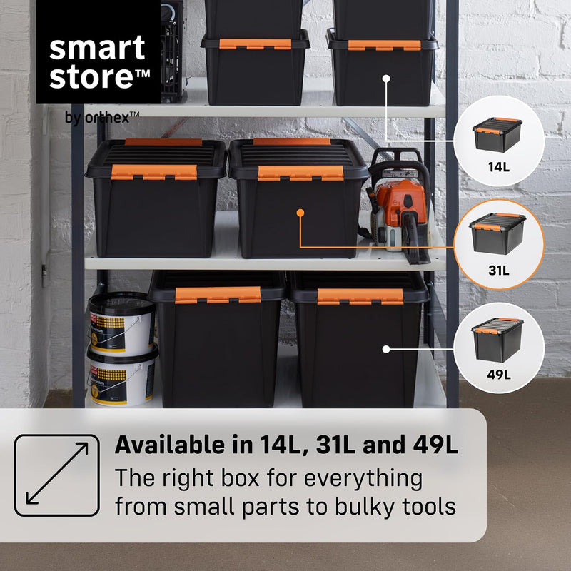 Plastic Storage Boxes with Lids 49L 4-Pack