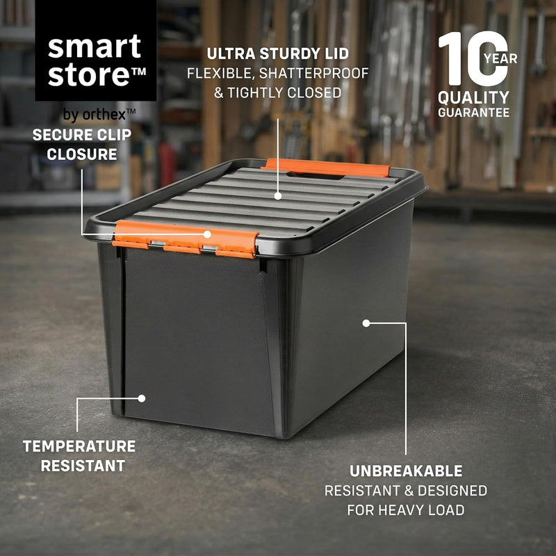 Plastic Storage Boxes with Lids 49L 4-Pack