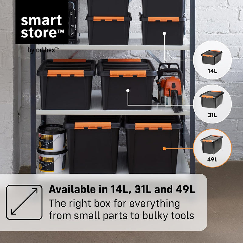 Plastic Storage Boxes with Lids 49L 4-Pack