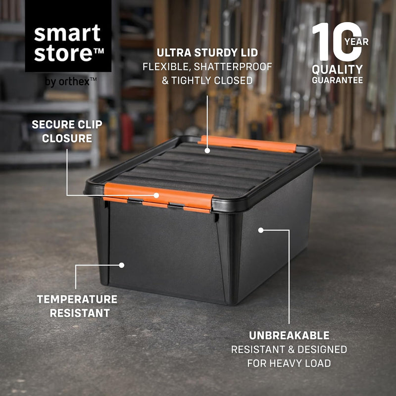 Plastic Storage Boxes with Lids 49L 4-Pack