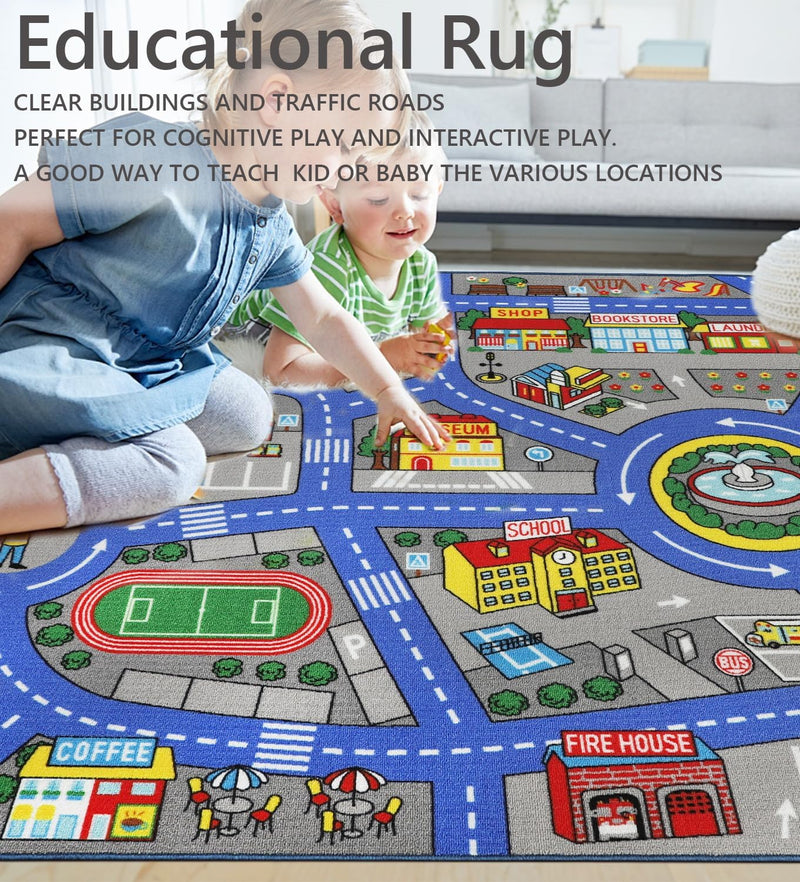Play Mat Non-Slip Kids Rug City Town