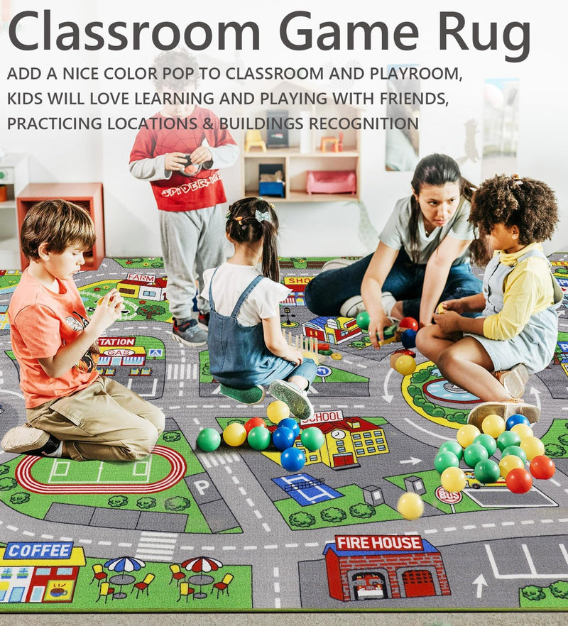 Play Mat Non-Slip Kids Rug City Town