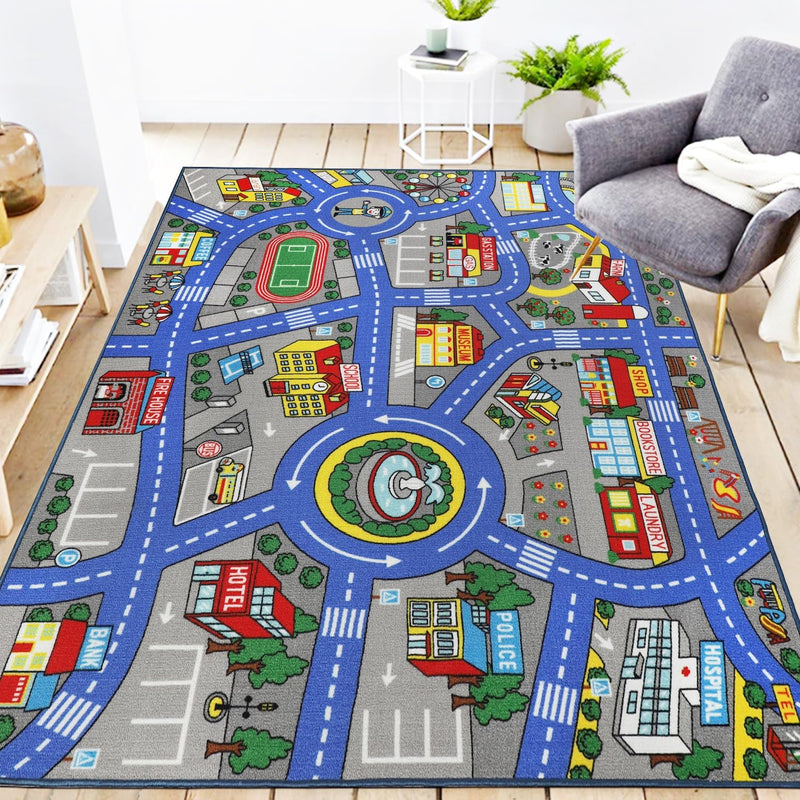 Play Mat Non-Slip Kids Rug City Town