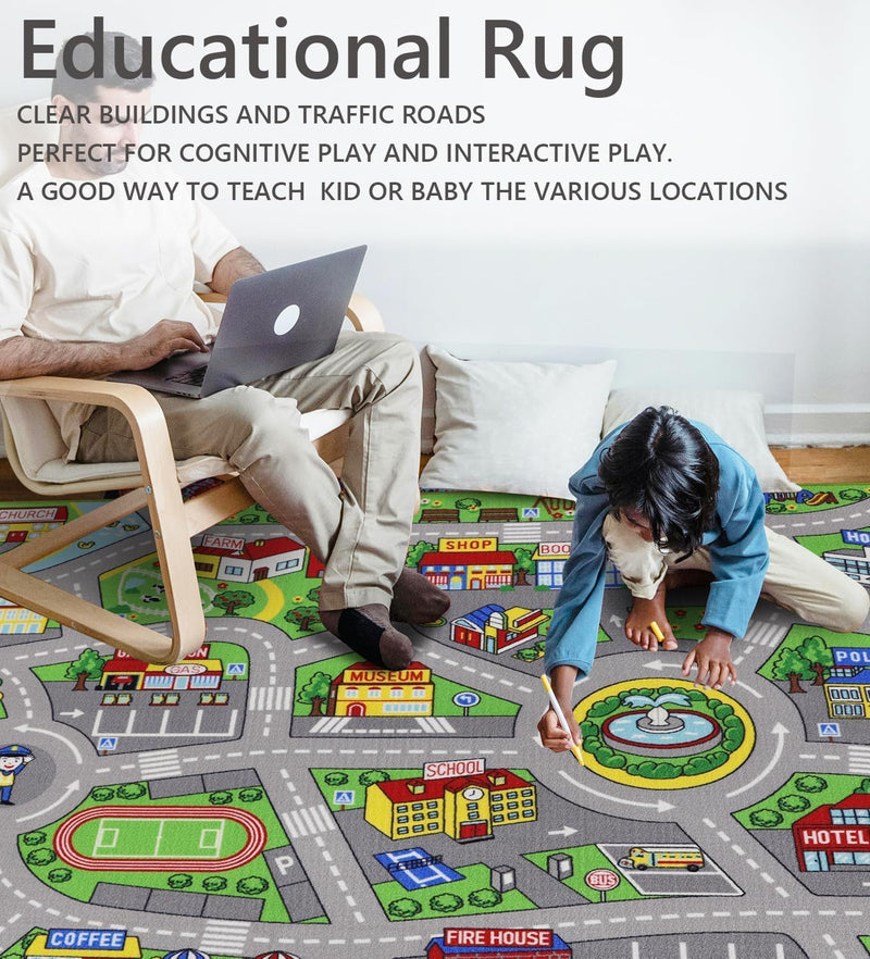 Play Mat Non-Slip Kids Rug City Town