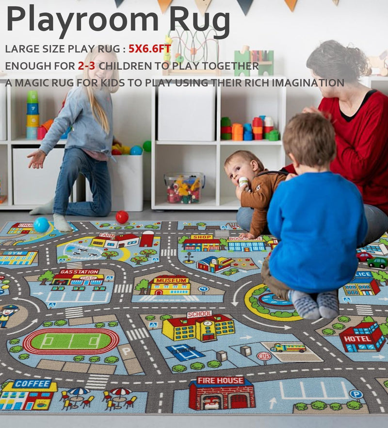 Play Mat Non-Slip Kids Rug City Town