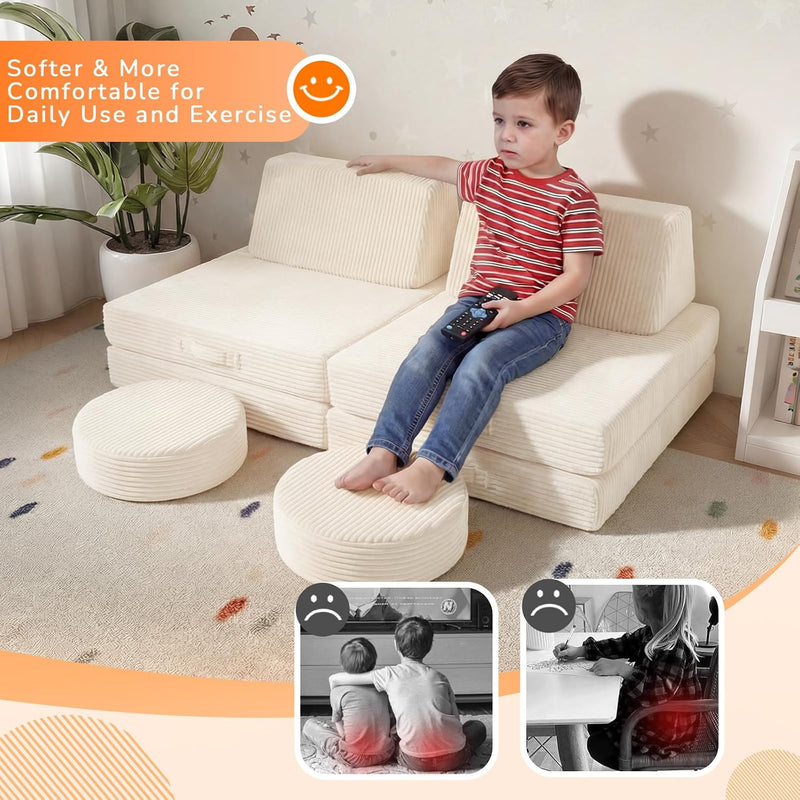 Play Sofa Kids 8-Piece Modular Toddler Chair Couch
