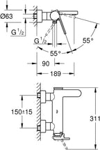 Plus Single Lever Bath Mixer Wall-Mounted. Tap