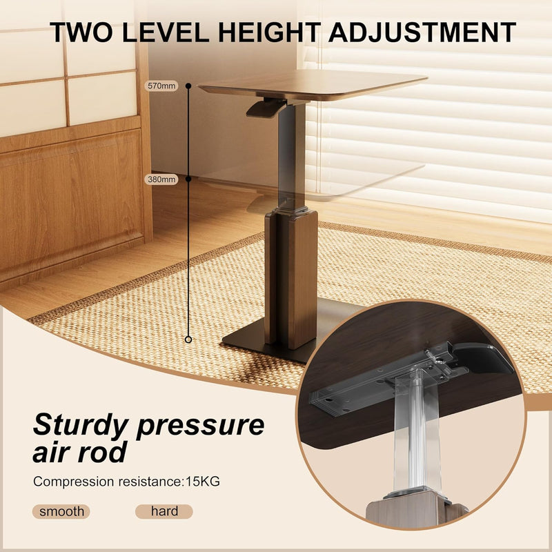 Pneumatic Lift Overbed Table with Casters 67- 20KG