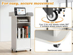 Podium Stand with Drawer Storage Cabinet and Wheels