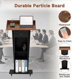 Podium Stand with Drawer Storage Cabinet and Wheels