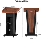 Podium Stand with Drawer Storage Cabinet and Wheels