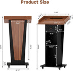 Podium Stand with Drawer Storage Cabinet and Wheels