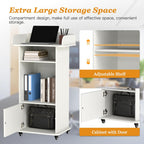 Podium Stand with Drawer Storage Cabinet and Wheels