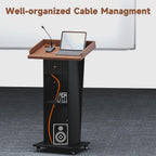 Podium Stand with Drawer Storage Cabinet and Wheels