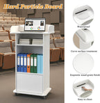 Podium Stand with Drawer Storage Cabinet and Wheels