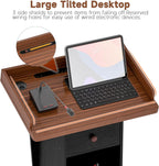 Podium Stand with Drawer Storage Cabinet and Wheels