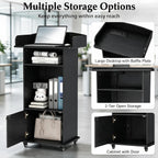 Podium Stand with Drawer Storage Cabinet and Wheels