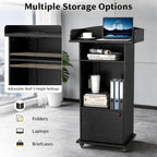 Podium Stand with Drawer Storage Cabinet and Wheels