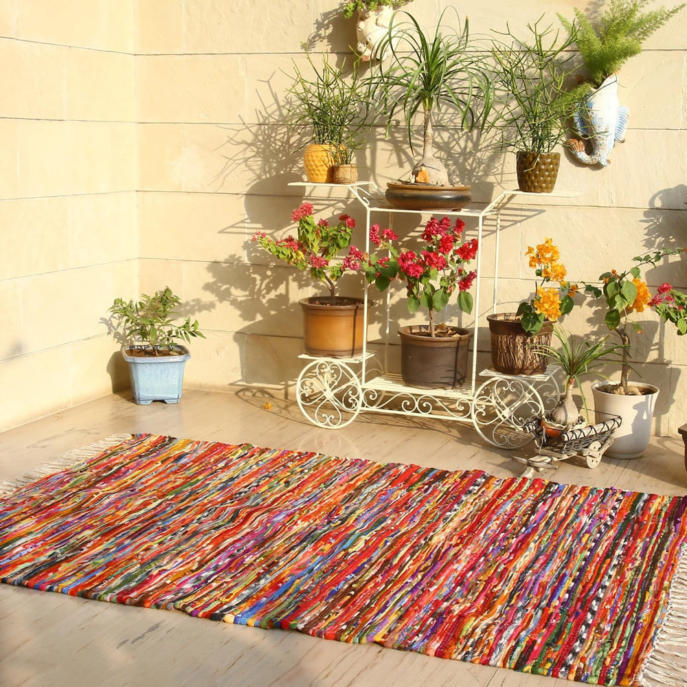 Polar Chindi Area Rug Reversible Recycled