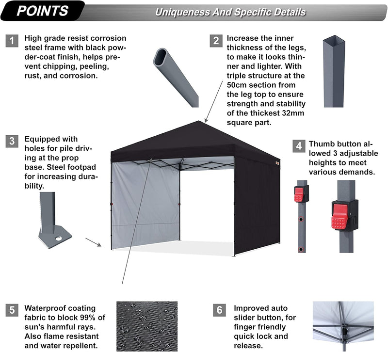 Pop-Up Garden Gazebo with Side Panels Accessories