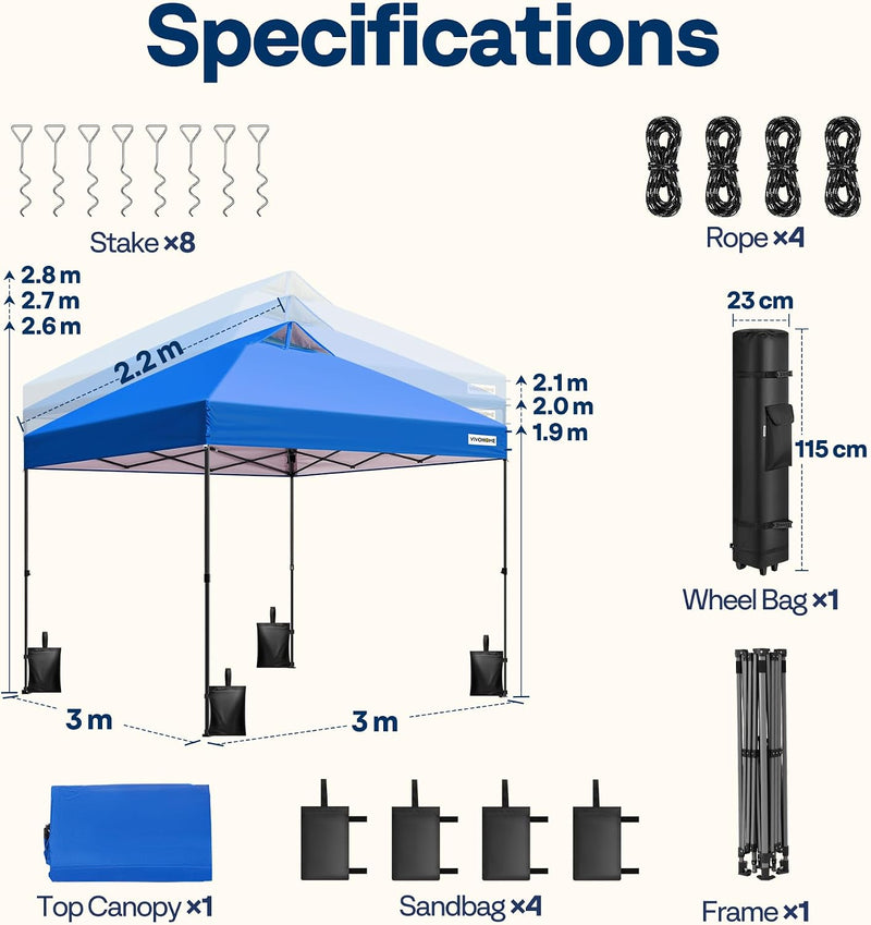 Pop Up Gazebo 3x3m Canopy Tent