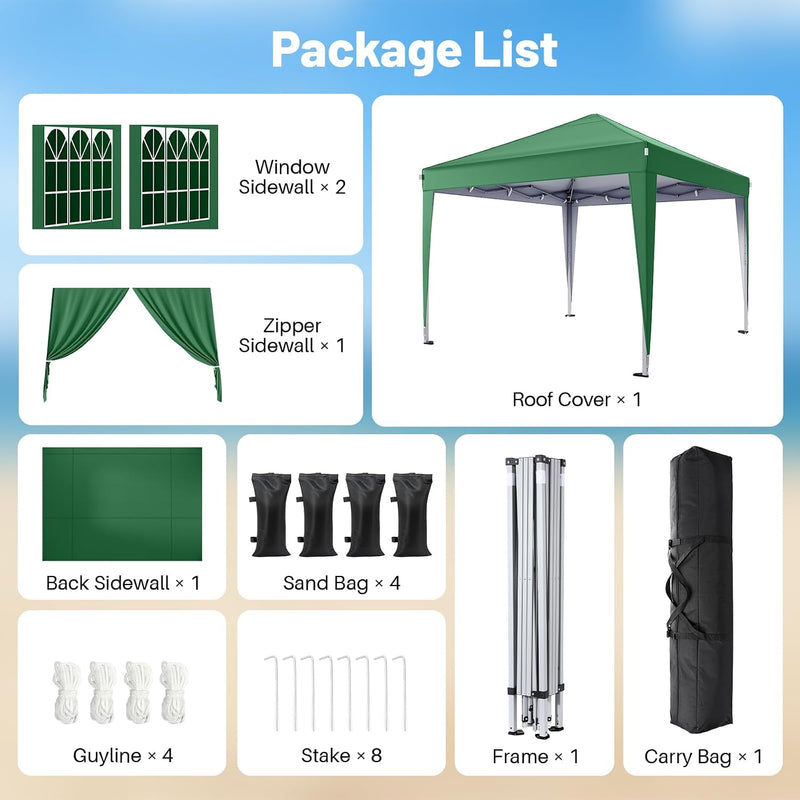 Pop Up Gazebo with Sides 3m X Upf