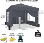 Pop Up Gazebo with Sides 3m X Waterproof