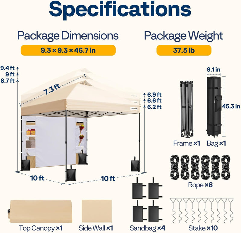 Pop Up Gazebo with Sidewall 3x3m Tent