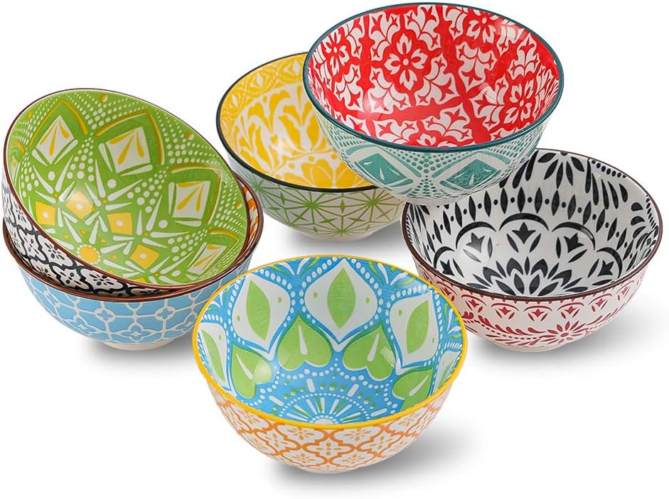 Porcelain Dessert Bowls Cereal Bowl Ceramic Colorful Small (Set of 6)