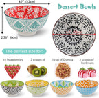 Porcelain Dessert Bowls Cereal Bowl Ceramic Colorful Small (Set of 6)