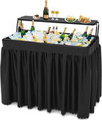 Portable Double-Layer Folding Cooler Table with Drain Keep