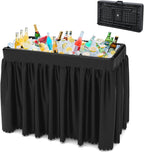 Portable Double-Layer Folding Cooler Table with Drain Keep