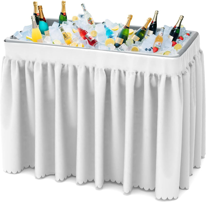 Portable Double-Layer Folding Cooler Table with Drain Keep