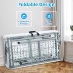 Portable Double-Layer Folding Cooler Table with Drain Keep
