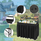 Portable Double-Layer Folding Cooler Table with Drain Keep