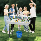 Portable Double-Layer Folding Cooler Table with Drain Keep